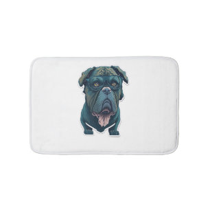 Green dog with glasses  bath mat