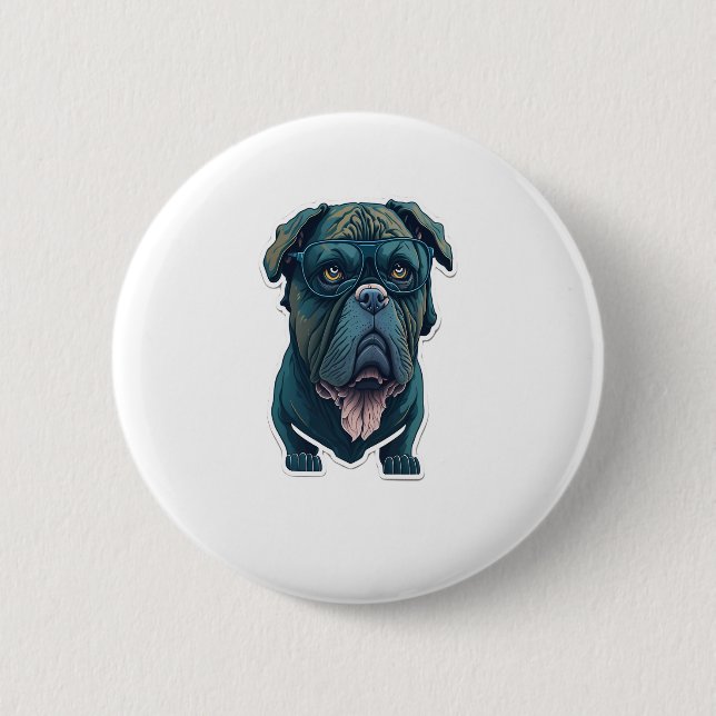 Green dog with glasses  button (Front)
