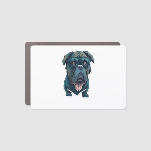 Green dog with glasses  car magnet