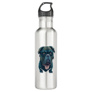 Green dog with glasses  stainless steel water bottle