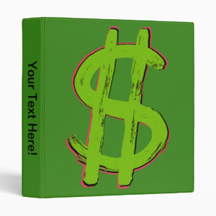Green Dollar Sign 3 Ring Binder