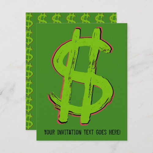 Green Dollar Sign Invitation