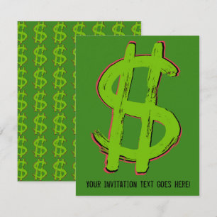 Green Dollar Sign Invitation