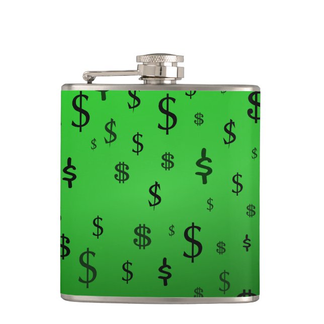Green Dollar Sign Money Flask (Front)