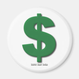 Green Dollar Sign with Beveled Style Magnet