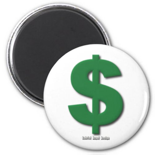 Green Dollar Sign with Beveled Style Magnet