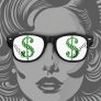 Green Dollar Signs in Your Eyes Retro Sunglasses
