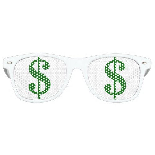 Green Dollar Signs in Your Eyes Retro Sunglasses Green Dollar Signs in Your Eyes Retro Sunglasses