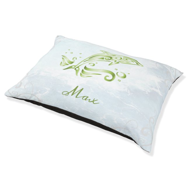 Green Dolphin Dog Bed (Angled)