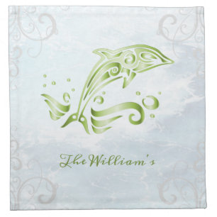 Green Dolphin Personalized Cloth Napkin
