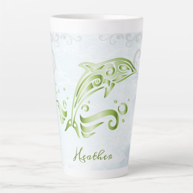 Green Dolphin Personalized Latte Mug (Front)