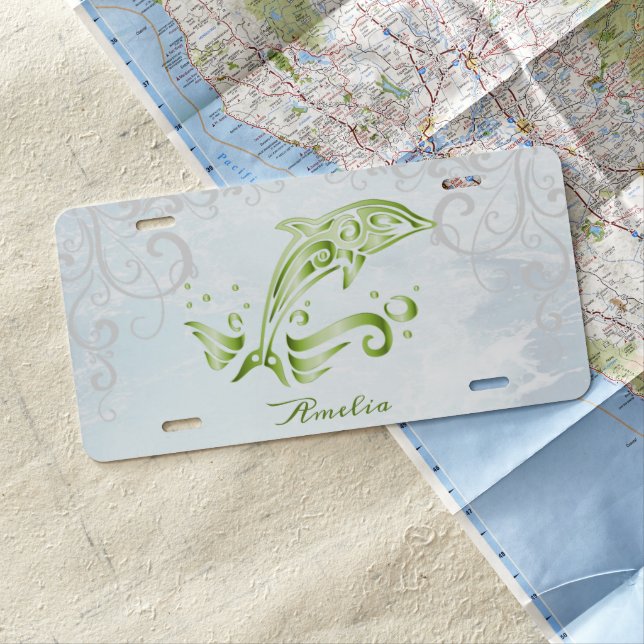 Green Dolphin Personalized License Plate (In Situ)