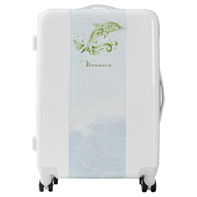 Green Dolphin Personalized Luggage (Front)