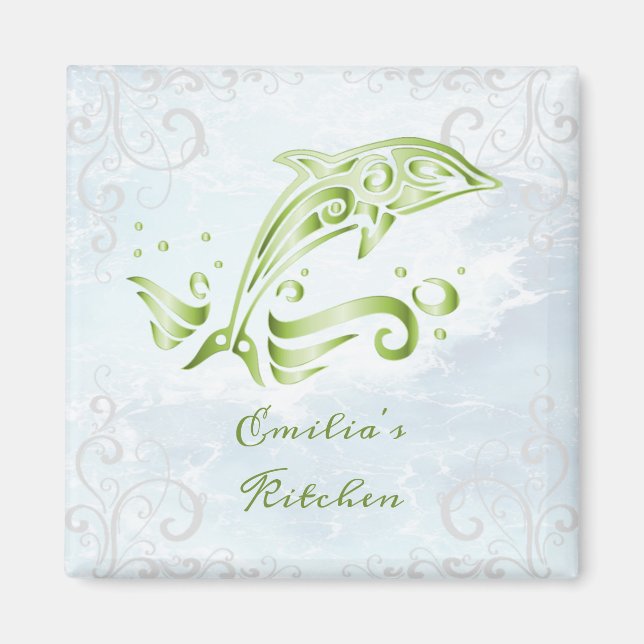 Green Dolphin Personalized Magnet (Front)