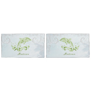 Green Dolphin Personalized Pillow Case