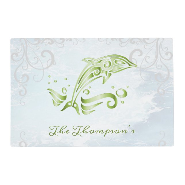Green Dolphin Personalized Placemat (Front)