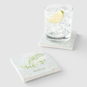 Green Dolphin Personalized Stone Coaster