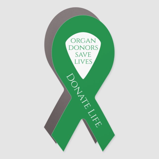 Green Donate Life Ribbon Car Magnet (Front)