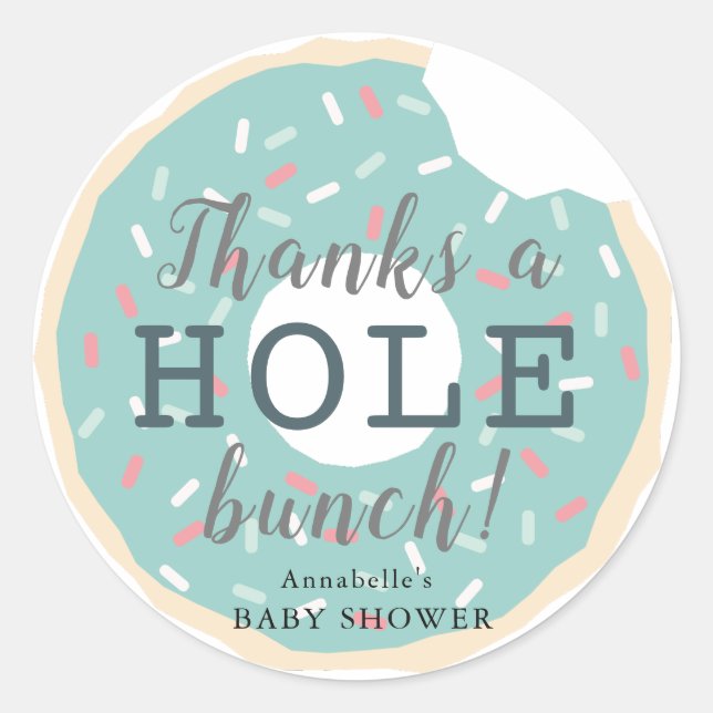 Green Donut Baby Shower Thank You Sticker (Front)