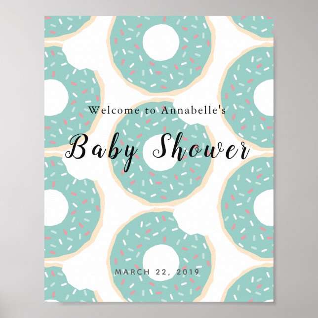 Green Donut Baby Shower Welcome Sign (Front)