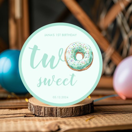  Green Donut Birthday Classic Round Sticker