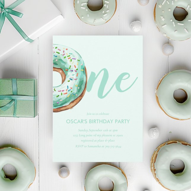  Green Donut Birthday Invitation (Creator Uploaded)