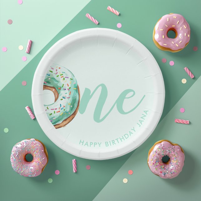  Green Donut Birthday Paper Plates (Creator Uploaded)