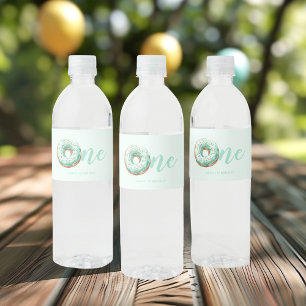 Green Donut Birthday Water Bottle Label