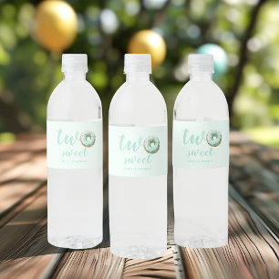 Green Donut Birthday Water Bottle Label