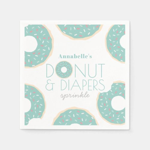 Green Donut  Diapers Baby Sprinkle Boy Napkins