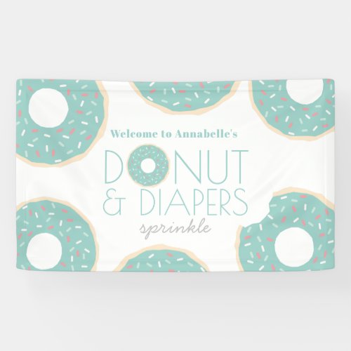 Green Donut  Diapers Sprinkle Baby Shower Banner