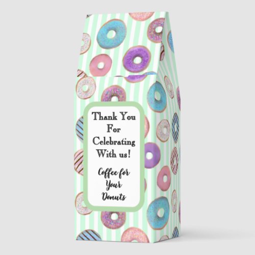 Green Donuts Baby Shower Favor Ground Coffee