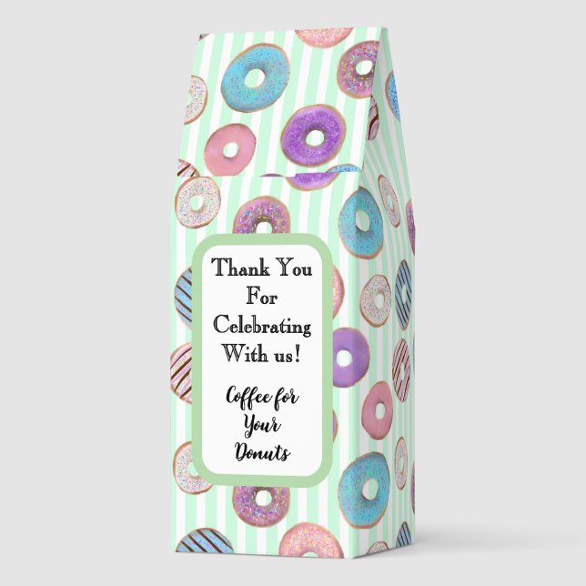 Green Donuts Baby Shower Favor Ground Coffee (Back)