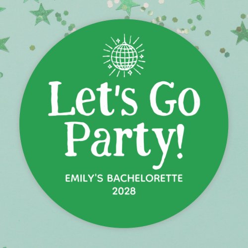 Green Doodle Disco Ball Bachelorette Party Classic Round Sticker