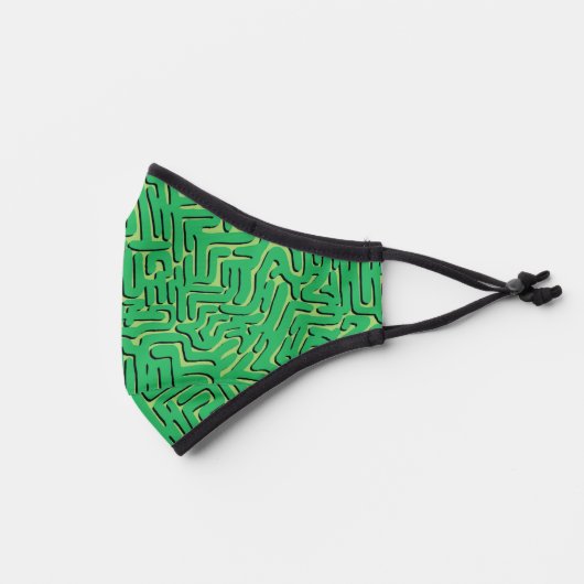 Green Doodle Squiggle Premium Face Mask (Left)