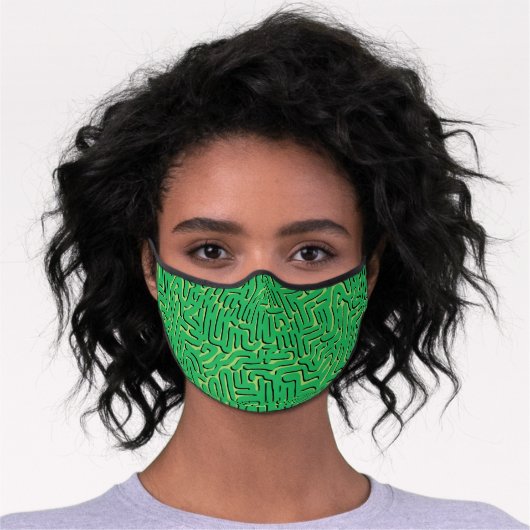 Green Doodle Squiggle Premium Face Mask (Worn)
