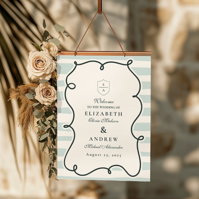 Green Doodle Wavy Frame Wedding Foam Board (Creator Uploaded)