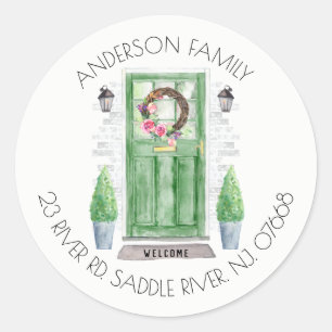 Green Door New Home Address Label Sticker