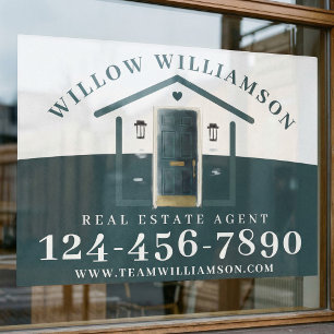 Green Door Professional Real Estate Agent Branding Window Cling