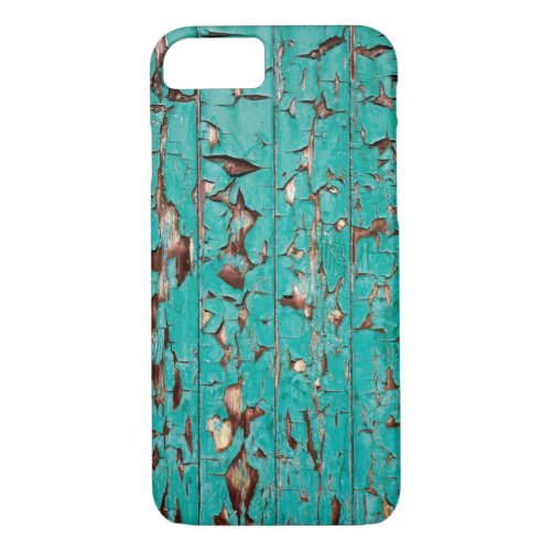 Green door with peeling paint iPhone 87 case