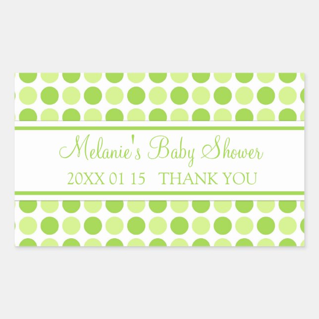 Green Dots Baby Shower Favor Stickers (Front)