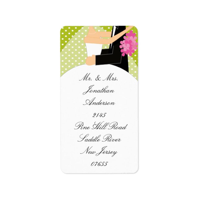 Green Dots Bride & Groom Return Address Label (Front)