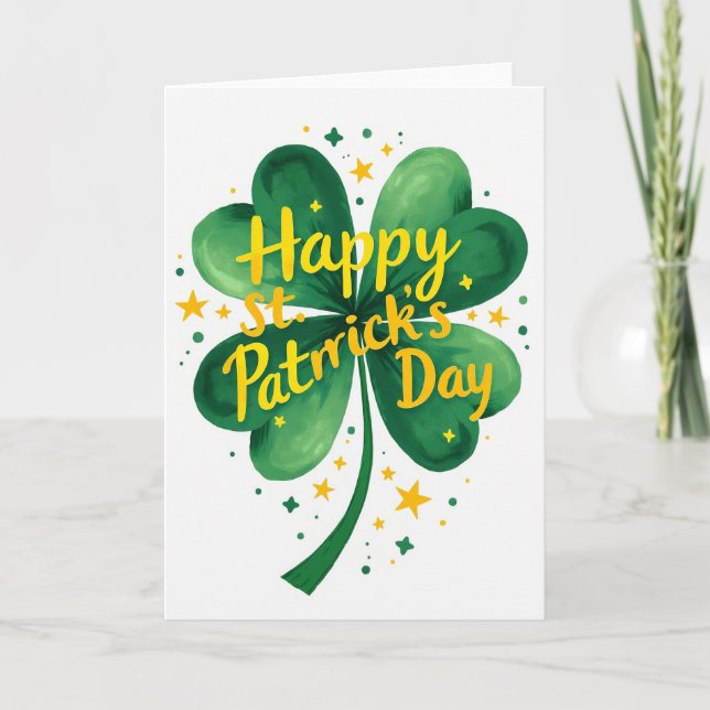 Green Dots Clover St Patricks Card (Front)