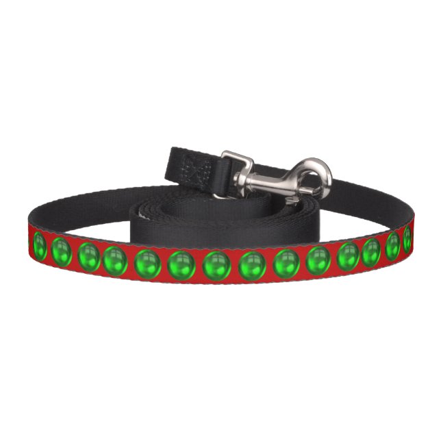 Green Dots on Red Pet Leash (Hook)