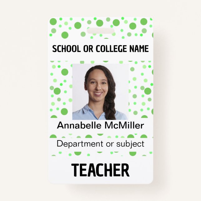 Green Dots Pattern Party Badge (Front)