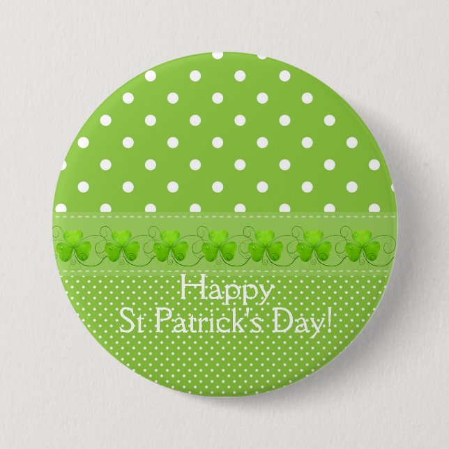 Green, Dots & Shamrocks Button (Front)