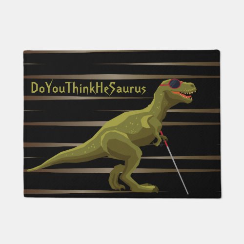 Green DoYouThinkHeSaurus Dinosaur Doormat