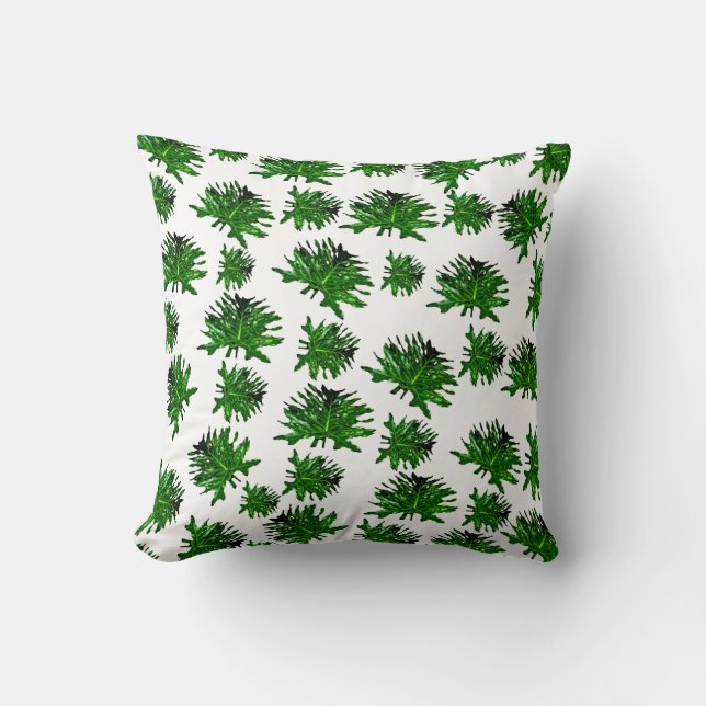 Green Dracaena Fern Leaves, Cushion (Front)