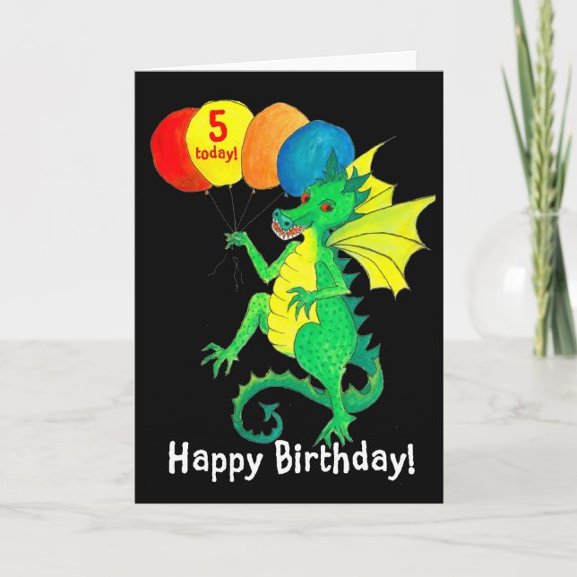 Green Dragon 5th Birthday Card (Front)