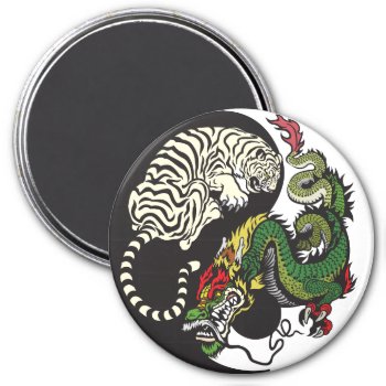 Green Dragon And White Tiger Yin Yang Symbol Magnet by insimalife at Zazzle